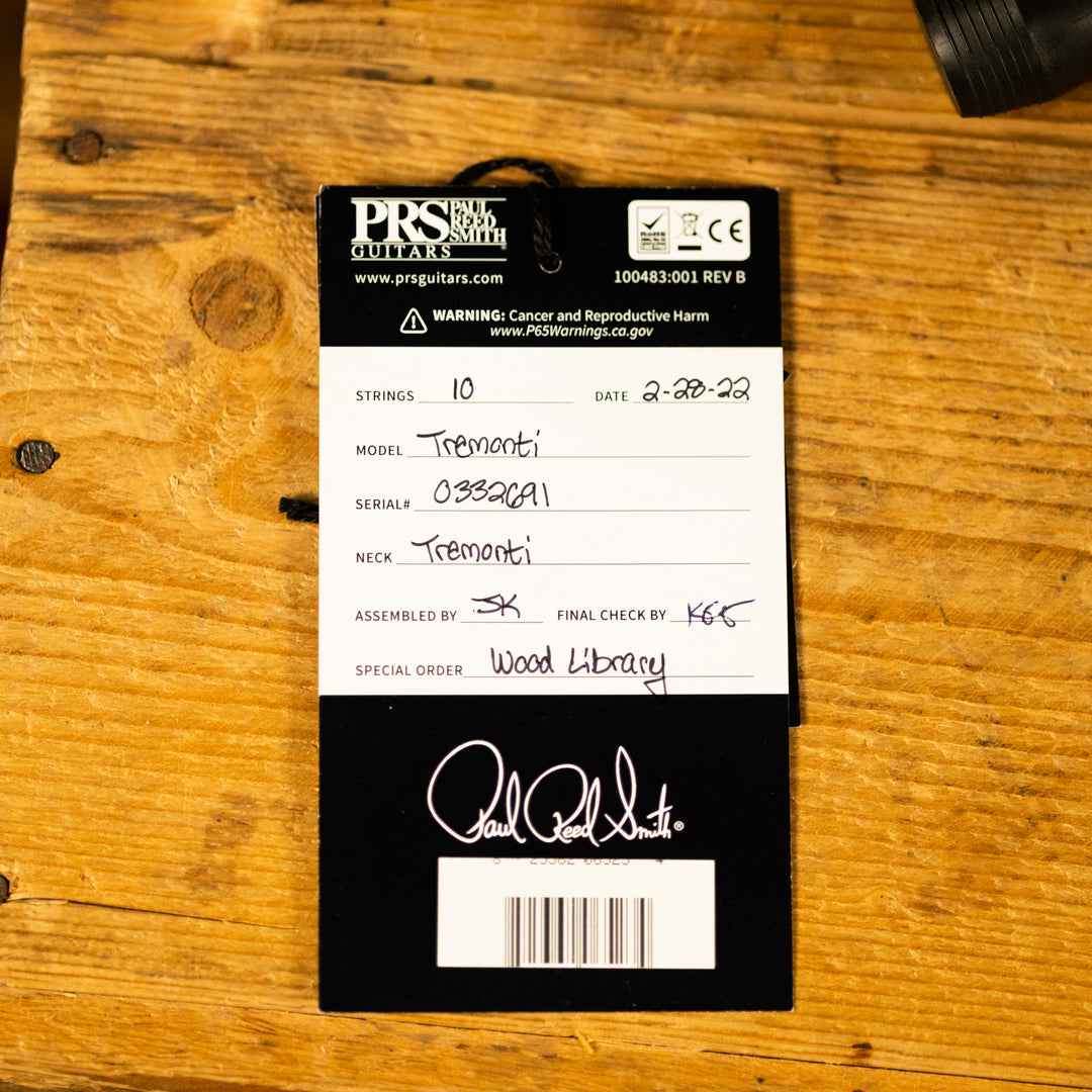 PRS Tremonti Wood Library 10 Top Quilt Jade w/ Green Burst