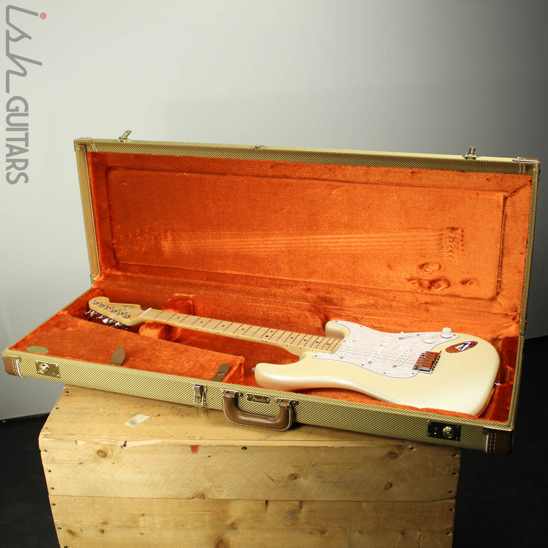 2014 Fender American Deluxe Stratocaster Olympic Pearl White Seymour Duncan Humbucker Pickups