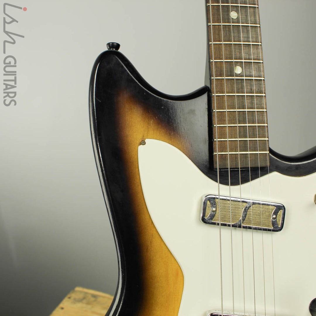 1960s Harmony Bobkat H15V Electric Guitar Sunburst w/ Vibrato and OHSC