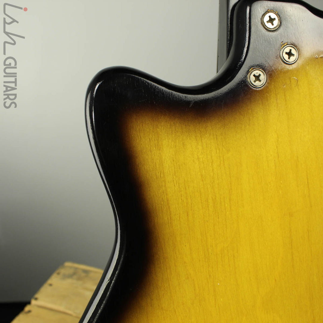 1960s Harmony Bobkat H15V Electric Guitar Sunburst w/ Vibrato and OHSC