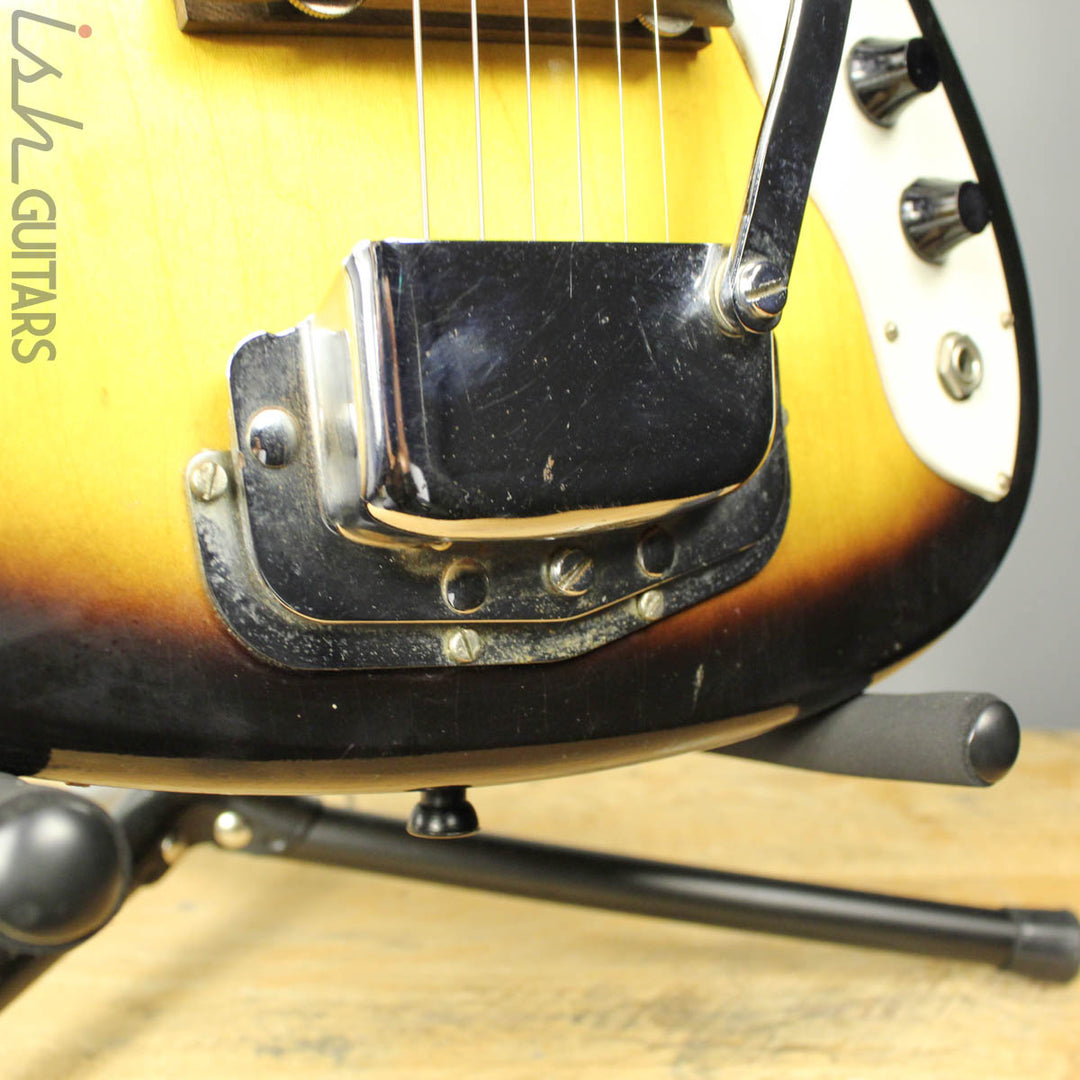 1960s Harmony Bobkat H15V Electric Guitar Sunburst w/ Vibrato and OHSC