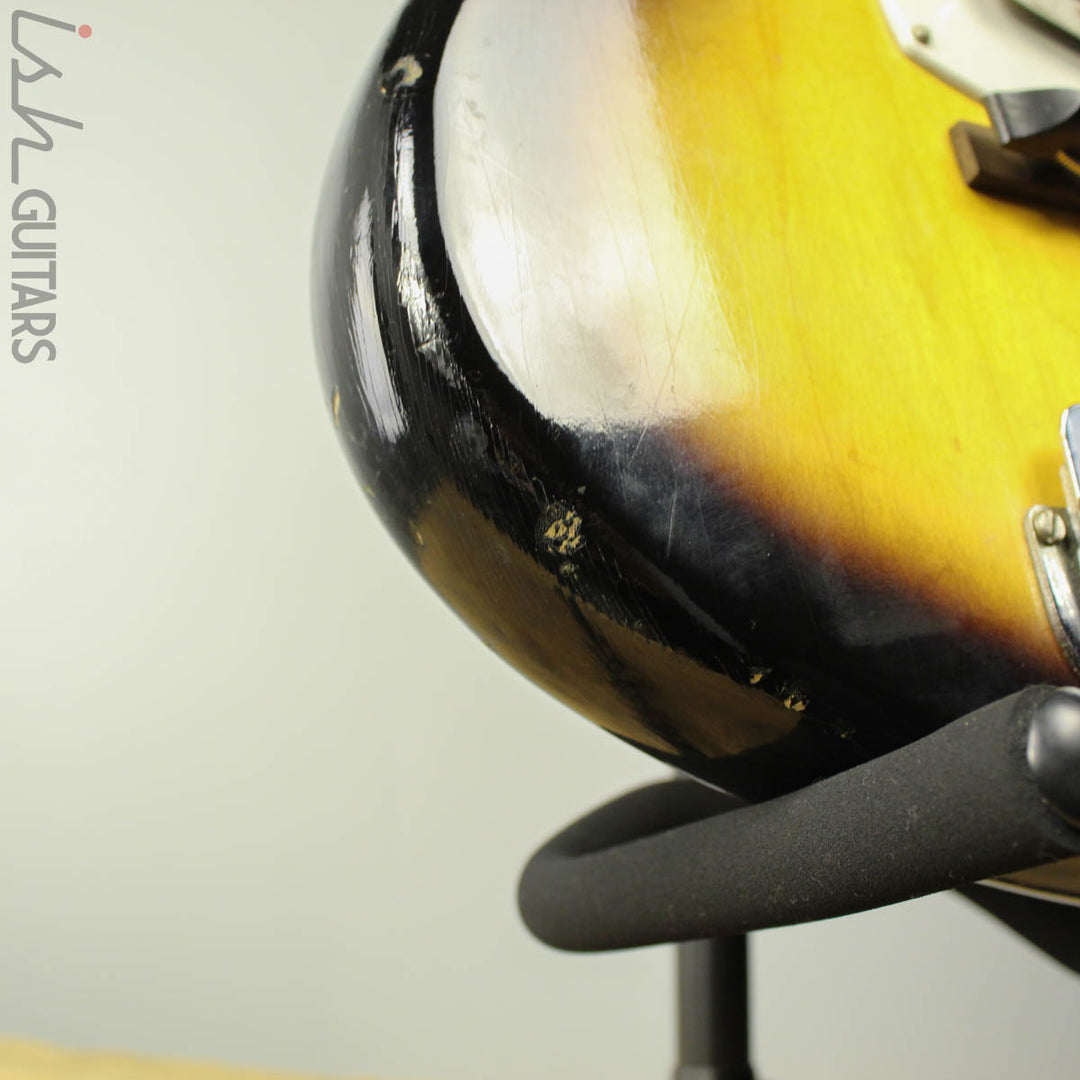 1960s Harmony Bobkat H15V Electric Guitar Sunburst w/ Vibrato and OHSC