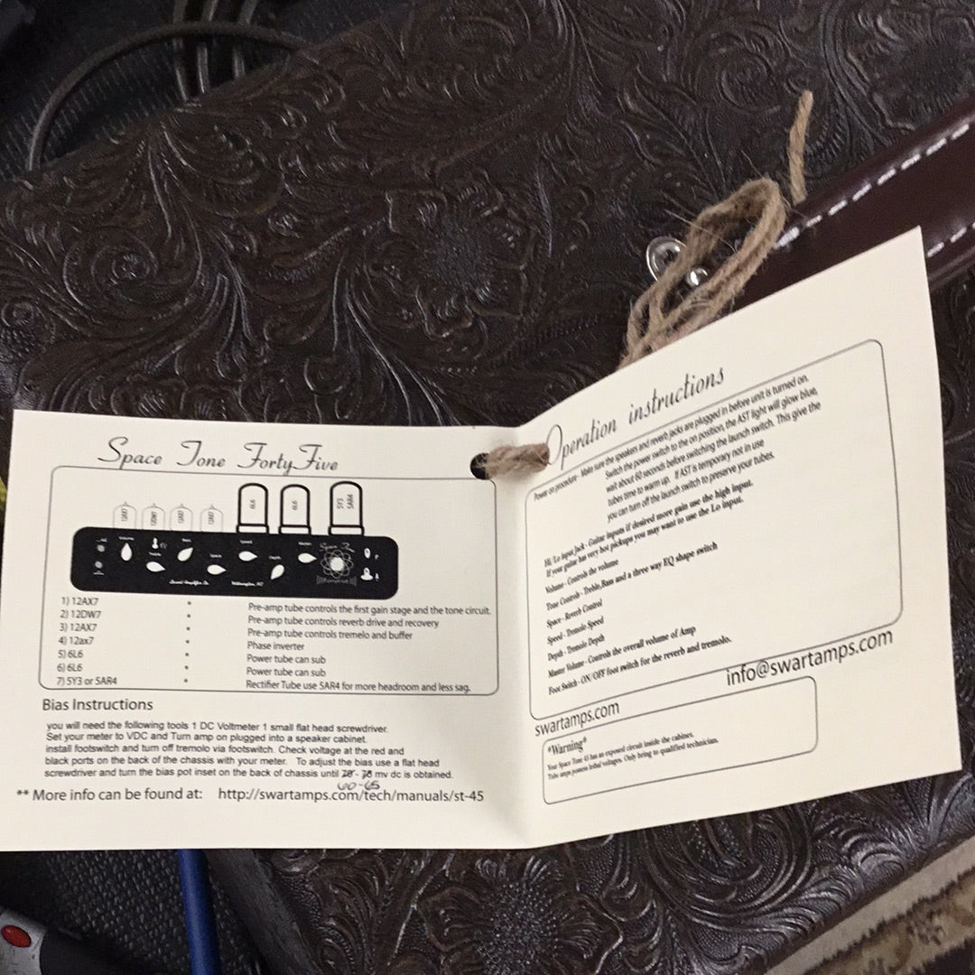 Swart ST-45 Space Tone Forty-Five Guitar Amplifier Head Custom Brown Western Tolex