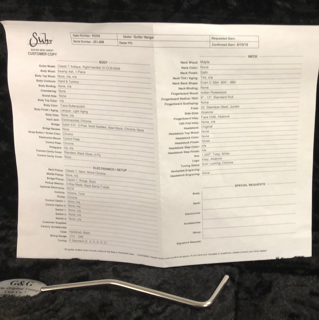 2019 Suhr Classic T Antique Butterscotch
