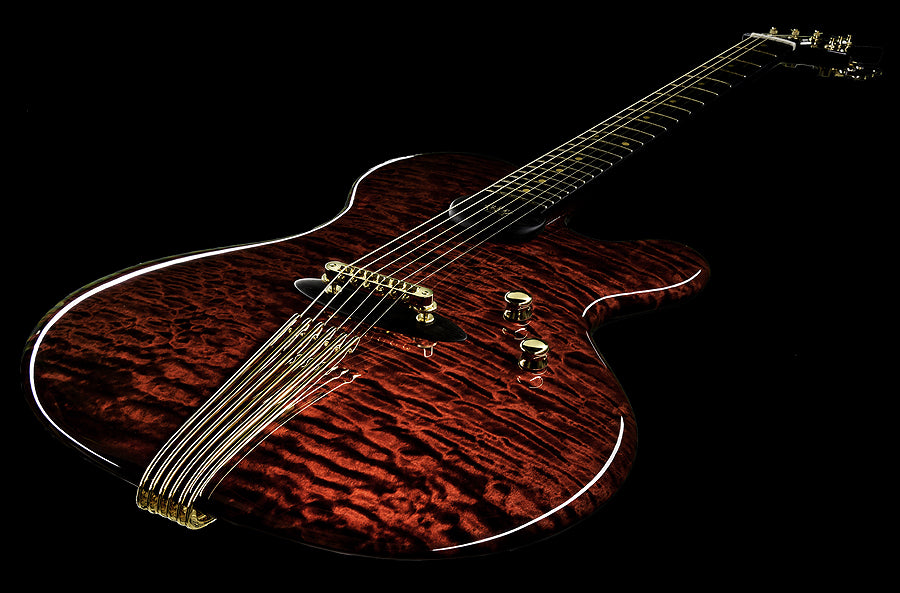 NAMM 2018 Jens Ritter The Third Rose Princess Isabella Guitar Quilted Maple 24K Gold Inlays