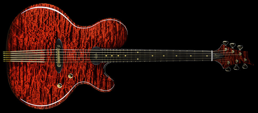 NAMM 2018 Jens Ritter The Third Rose Princess Isabella Guitar Quilted Maple 24K Gold Inlays