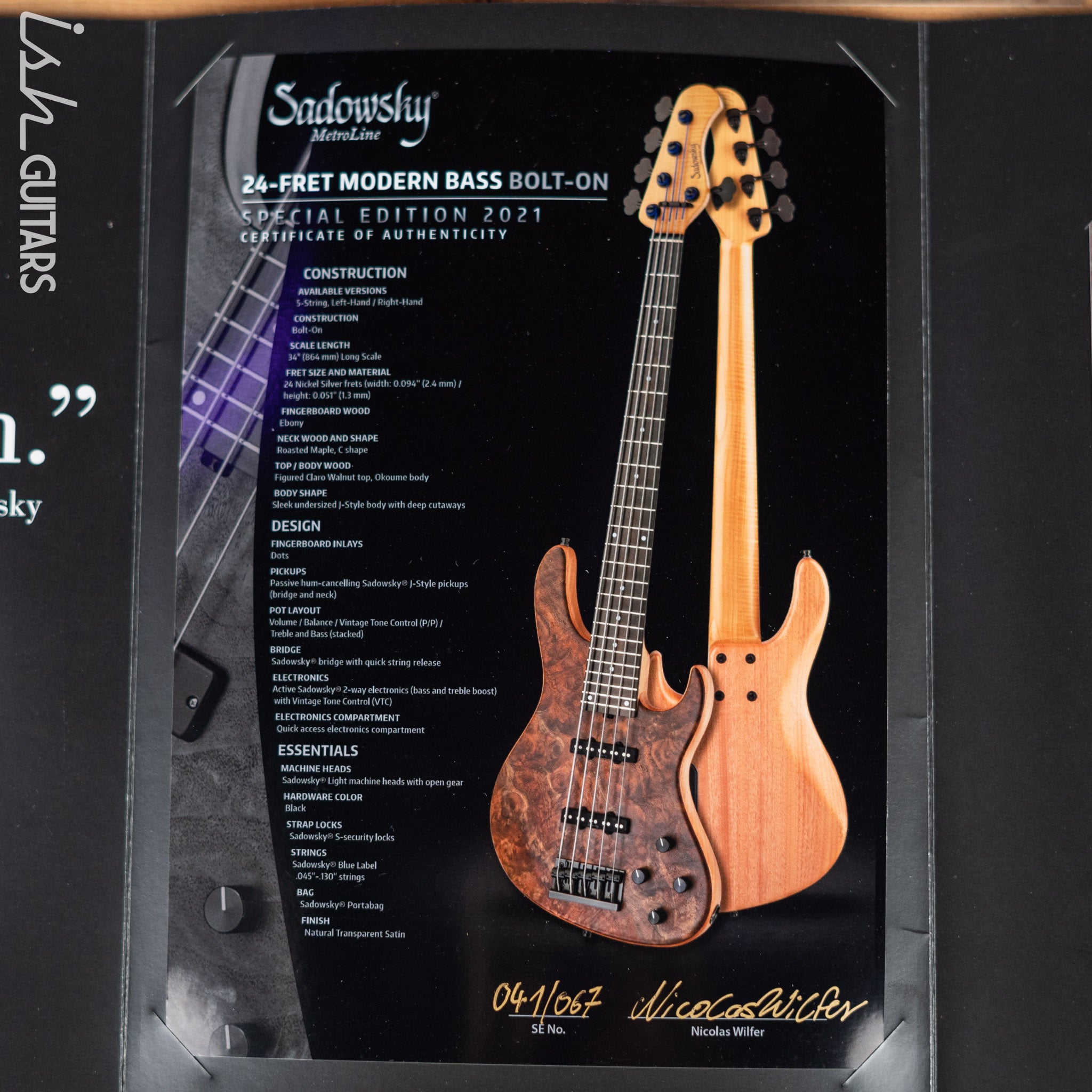 Sadowsky Metroline Special Edition 24 Fret 5-String Modern Bass